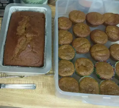 Deliciously moist Pumpkin Banana Loaf with a golden brown crust.