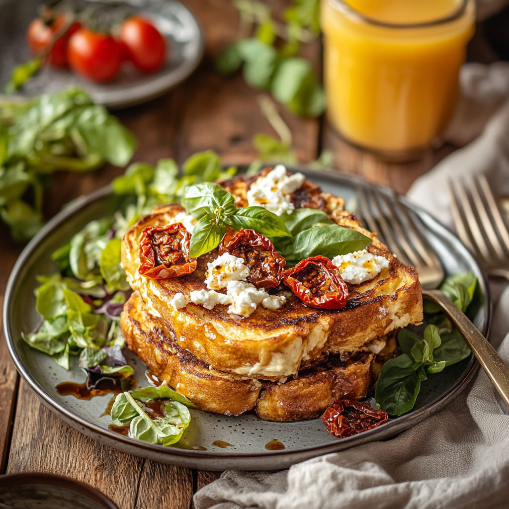 Sun-Dried Tomato and Feta Stuffed French Toast