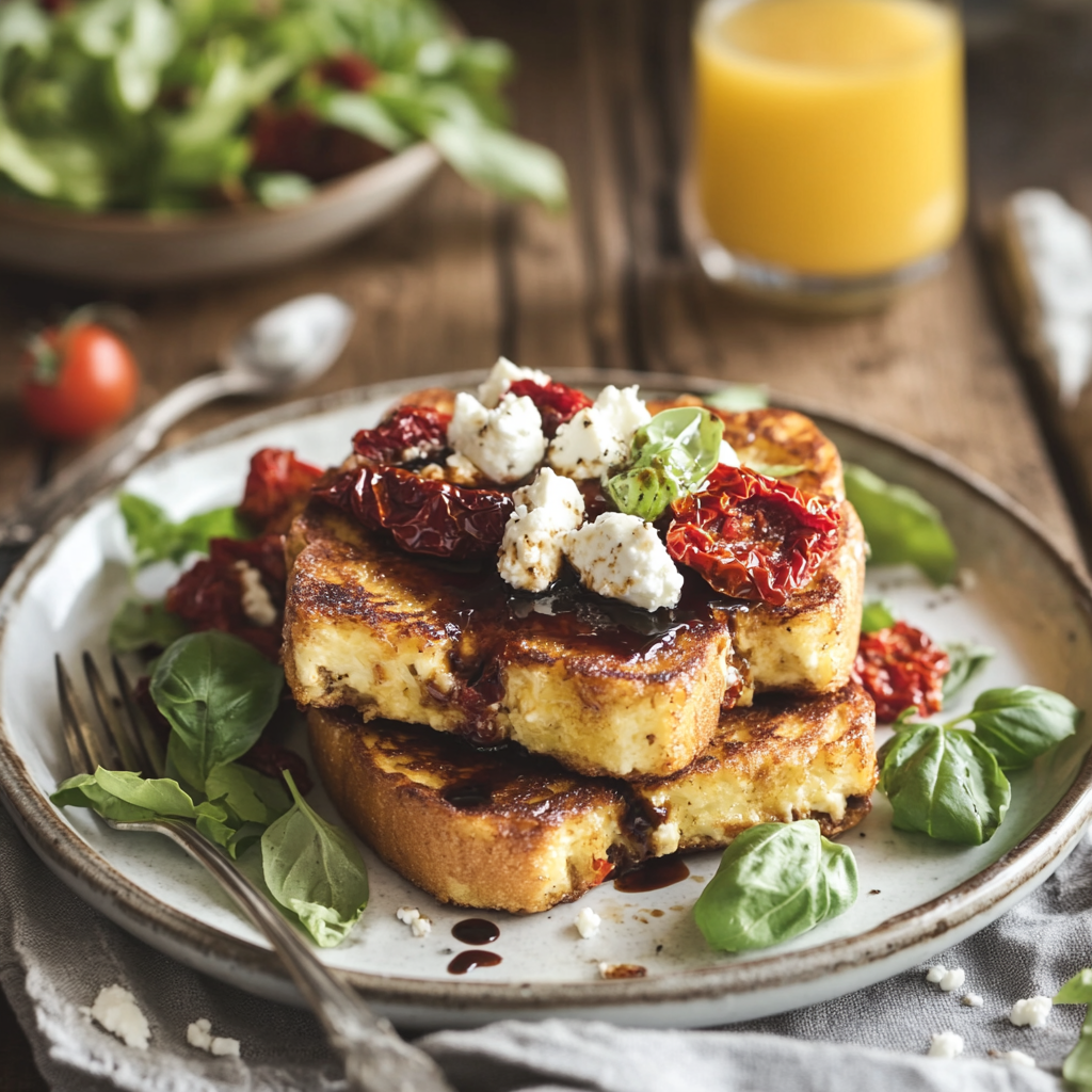 Sun-Dried Tomato and Feta Stuffed French Toast