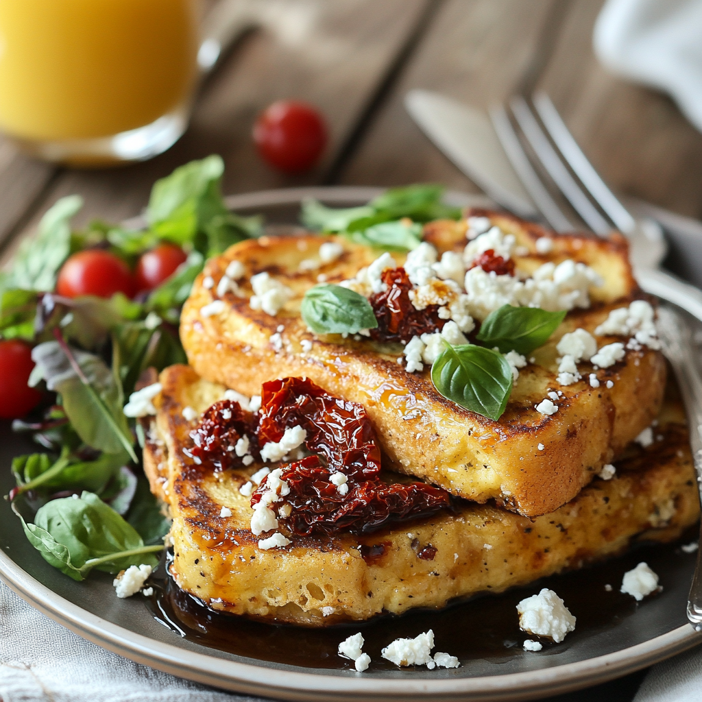 Sun-Dried Tomato and Feta Stuffed French Toast