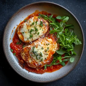 Easy Chicken Parmesan Recipe with crispy breaded chicken, melted mozzarella, and rich marinara sauce served over pasta.