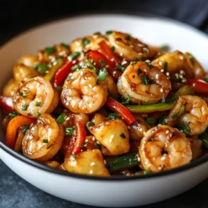 Honey Garlic Shrimp Stir-Fry Recipe featuring tender shrimp, vibrant vegetables, and a savory-sweet honey garlic sauce served fresh.