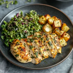 Perfectly cooked tender chicken breast with a juicy texture.