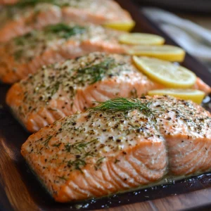 Lemon Pepper and Dill Salmon Recipe featuring tender salmon fillets seasoned with fresh dill, zesty lemon, and cracked pepper, perfectly baked.