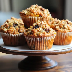 Morning Glory Muffins filled with carrots, apples, raisins, and nuts, perfect for a healthy snack or breakfast.