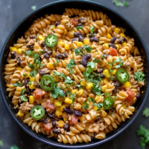 One-Pot Taco Pasta Recipe with flavorful taco-seasoned beef, creamy cheese, and tender pasta cooked together in a single pot.