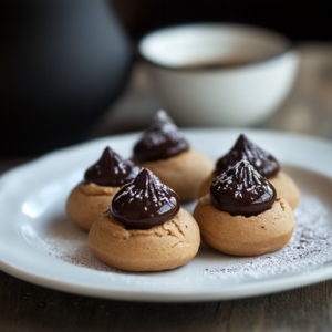 Peanut Butter Blossoms featuring soft, chewy peanut butter cookies topped with a classic chocolate kiss for a perfect sweet treat.