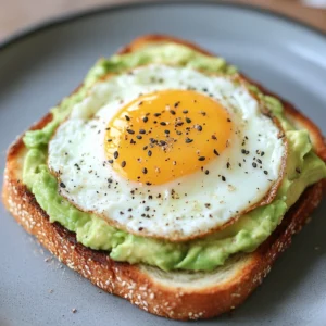 Avocado-Egg Toast topped with poached eggs and garnished with fresh herbs on a wooden plate.