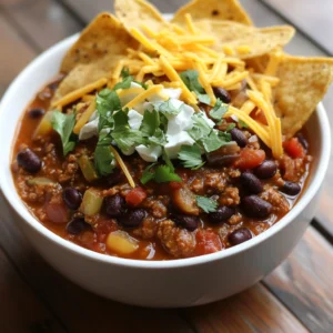 Vegetarian Black Bean Chili Recipe featuring hearty black beans, fresh vegetables, and bold spices served in a warm, comforting bowl.