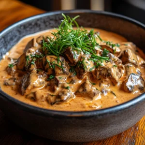 Authentic original Stroganoff with sour cream and beef.