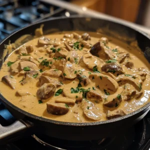 Authentic original Stroganoff with sour cream and beef.