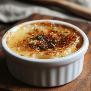 Crab Brulee served in elegant ramekins with a golden crispy top